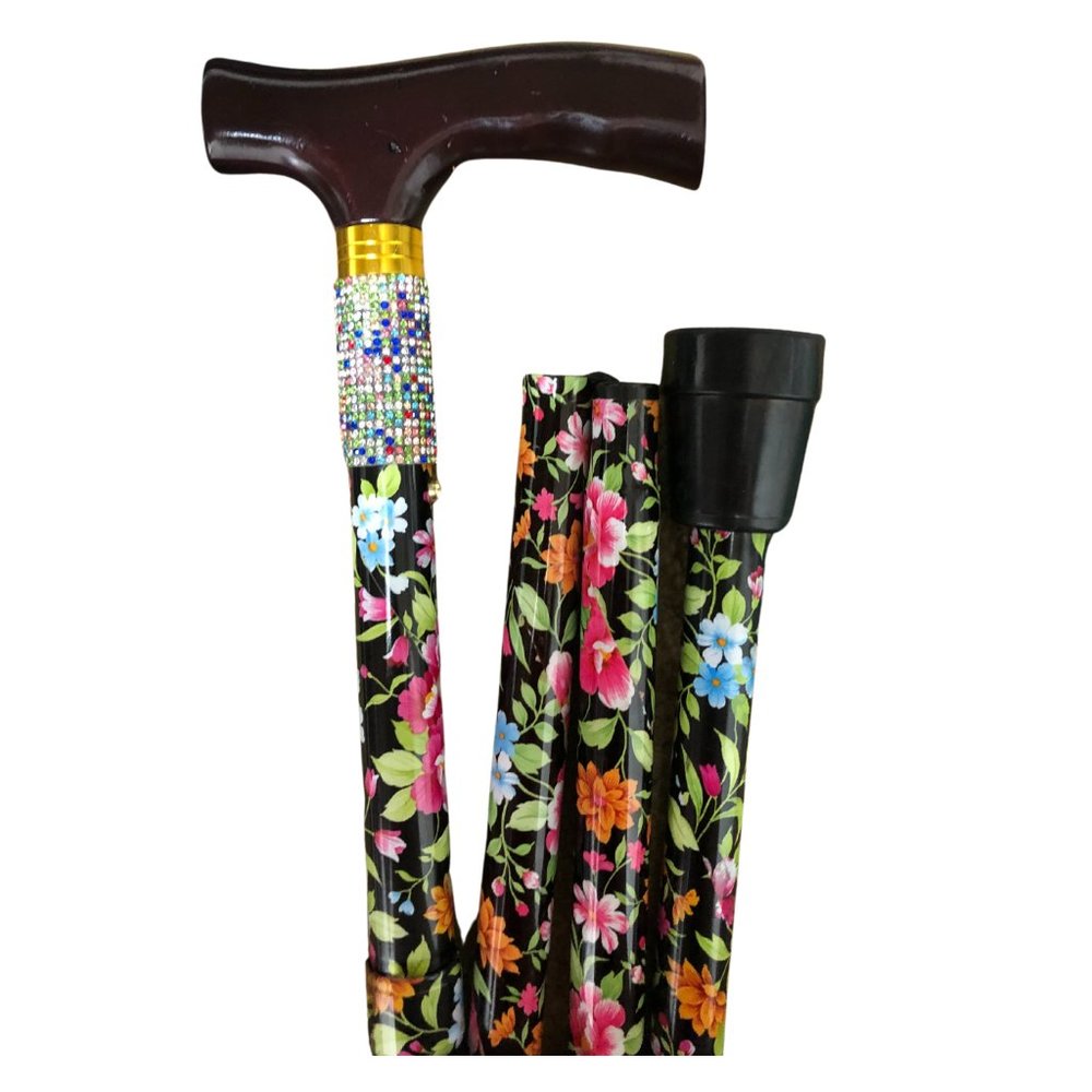 Mosiac Art Floral Diamond Bling Walking Cane